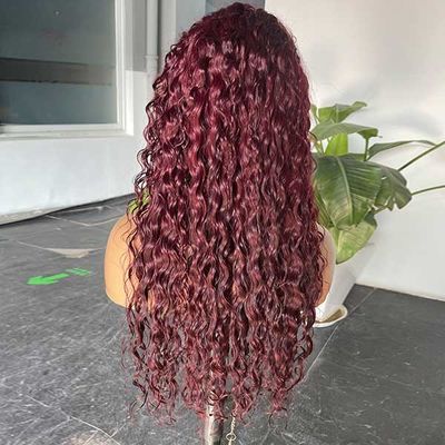 Burgundy Water Wave 13x4 HD Lace Frontal Wig Human Hair Body Wave Frontal