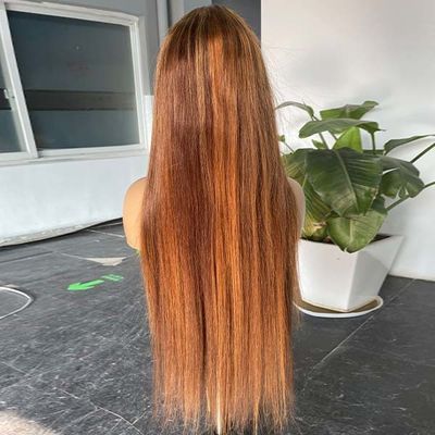 P430 Straight Glueless Highlight Wig Human Hair 13x4 HD Transparent Lace Frontal