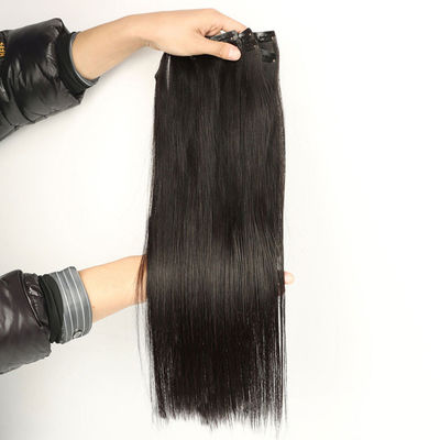 Raw Virgin Human Hair Extensions 12A Natural Color Narrow PU Seamless One Clip In