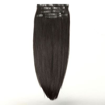 Raw Virgin Human Hair Extensions 12A Natural Color Narrow PU Seamless One Clip In