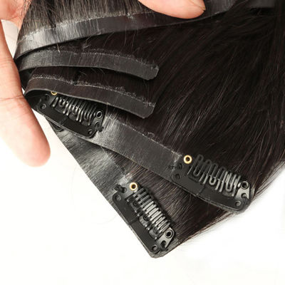 Raw Virgin Human Hair Extensions 12A Natural Color Narrow PU Seamless One Clip In