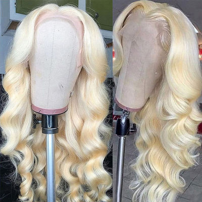 180 Density Raw Indian Virgin Hair Wigs Blonde 613 13x6 frontal wig Body Wave HD Transparent Lace Frontal