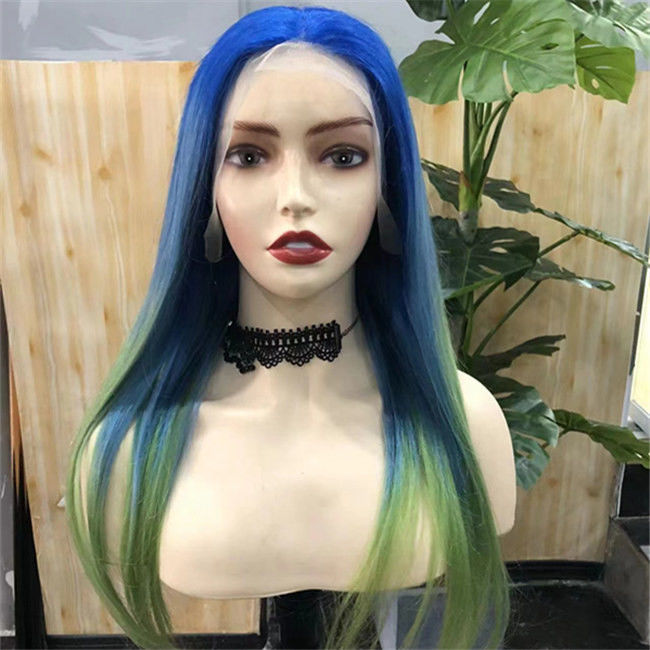 Ombre Blue Green 613 Blonde Wig Straight Lace 13x6 Frontal Human Hair