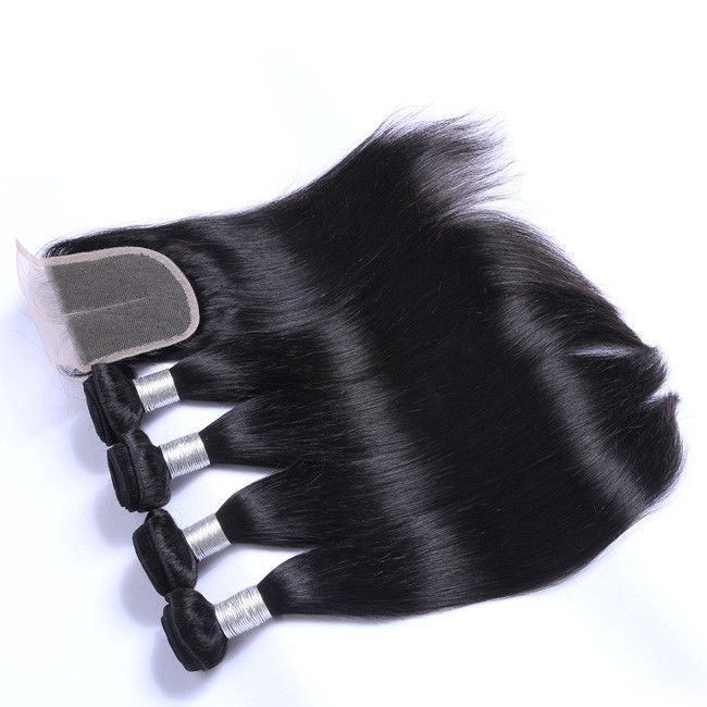 Neobeauty Brazilian Raw Virgin Hair Bundles Straight 4x4 Lace Grade 8A