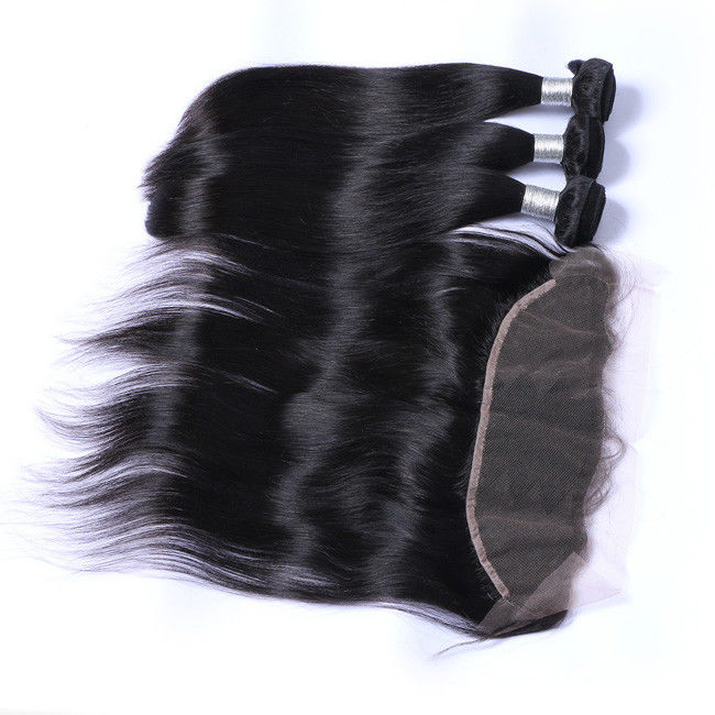 Virgin Weave Peruvian Straight Hair Bundles 10a With 13x4 Lace Frontal